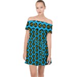 0059 Comic Head Bothered Smiley Pattern Off Shoulder Chiffon Dress