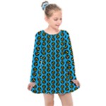 0059 Comic Head Bothered Smiley Pattern Kids  Long Sleeve Dress