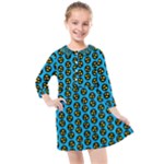 0059 Comic Head Bothered Smiley Pattern Kids  Quarter Sleeve Shirt Dress