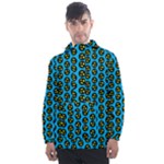 0059 Comic Head Bothered Smiley Pattern Men s Front Pocket Pullover Windbreaker