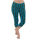 0059 Comic Head Bothered Smiley Pattern Lightweight Velour Capri Yoga Leggings