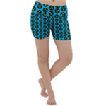 0059 Comic Head Bothered Smiley Pattern Lightweight Velour Yoga Shorts