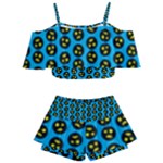 0059 Comic Head Bothered Smiley Pattern Kids  Off Shoulder Skirt Bikini