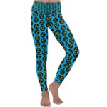 0059 Comic Head Bothered Smiley Pattern Kids  Lightweight Velour Classic Yoga Leggings