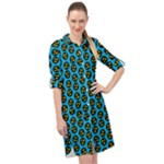 0059 Comic Head Bothered Smiley Pattern Long Sleeve Mini Shirt Dress