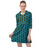 0059 Comic Head Bothered Smiley Pattern Mini Skater Shirt Dress