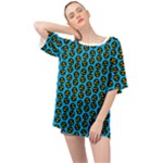 0059 Comic Head Bothered Smiley Pattern Oversized Chiffon Top