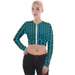 0059 Comic Head Bothered Smiley Pattern Long Sleeve Cropped Velvet Jacket