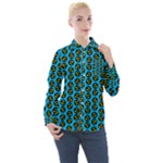 0059 Comic Head Bothered Smiley Pattern Women s Long Sleeve Pocket Shirt