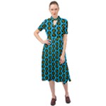 0059 Comic Head Bothered Smiley Pattern Keyhole Neckline Chiffon Dress