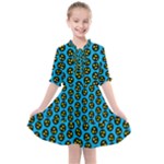 0059 Comic Head Bothered Smiley Pattern Kids  All Frills Chiffon Dress