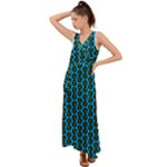 0059 Comic Head Bothered Smiley Pattern V-Neck Chiffon Maxi Dress