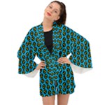 0059 Comic Head Bothered Smiley Pattern Long Sleeve Kimono