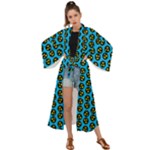 0059 Comic Head Bothered Smiley Pattern Maxi Kimono