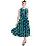 0059 Comic Head Bothered Smiley Pattern Round Neck Boho Dress