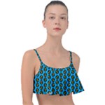 0059 Comic Head Bothered Smiley Pattern Frill Bikini Top