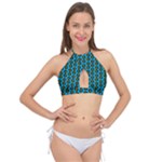 0059 Comic Head Bothered Smiley Pattern Cross Front Halter Bikini Top