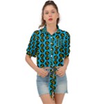 0059 Comic Head Bothered Smiley Pattern Tie Front Shirt 