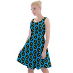 0059 Comic Head Bothered Smiley Pattern Knee Length Skater Dress