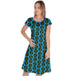 0059 Comic Head Bothered Smiley Pattern Classic Short Sleeve Dress