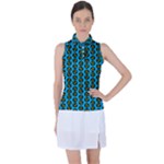 0059 Comic Head Bothered Smiley Pattern Women s Sleeveless Polo Tee