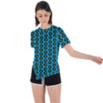 0059 Comic Head Bothered Smiley Pattern Asymmetrical Short Sleeve Sports Tee