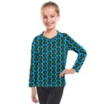 0059 Comic Head Bothered Smiley Pattern Kids  Long Mesh Tee