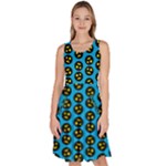 0059 Comic Head Bothered Smiley Pattern Knee Length Skater Dress With Pockets