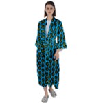 0059 Comic Head Bothered Smiley Pattern Maxi Satin Kimono