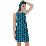 0059 Comic Head Bothered Smiley Pattern Racer Back Hoodie Dress