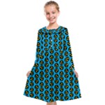 0059 Comic Head Bothered Smiley Pattern Kids  Midi Sailor Dress