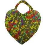 Colorful brush strokes painting on a green background                                                    Giant Heart Shaped Tote