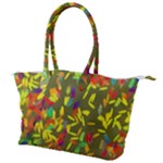 Colorful brush strokes painting on a green background                                                  Canvas Shoulder Bag