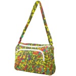 Colorful brush strokes painting on a green background                                                  Front Pocket Crossbody Bag