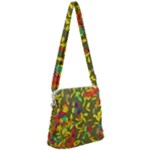 Colorful brush strokes painting on a green background                                                 Zipper Messenger Bag