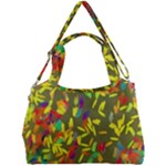 Colorful brush strokes painting on a green background                                                 Double Compartment Shoulder Bag