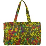 Colorful brush strokes painting on a green background                                                 Canvas Work Bag