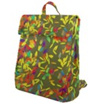 Colorful brush strokes painting on a green background                                                 Flap Top Backpack