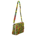Colorful brush strokes painting on a green background                                                Shoulder Bag with Back Zipper