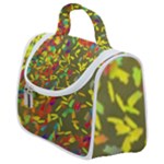 Colorful brush strokes painting on a green background                                                 Satchel Handbag