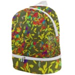Colorful brush strokes painting on a green background                                                Zip Bottom Backpack