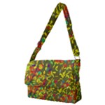 Colorful brush strokes painting on a green background                                                Full Print Messenger Bag (M)