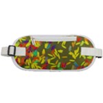 Colorful brush strokes painting on a green background                                                Rounded Waist Pouch