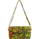 Colorful brush strokes painting on a green background                                                Removable Strap Clutch Bag