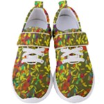 Colorful brush strokes painting on a green background                                                 Women s Velcro Strap Shoes
