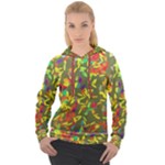 Colorful brush strokes painting on a green background                                                 Women s Overhead Hoodie