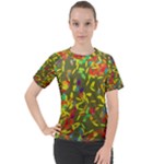 Colorful brush strokes painting on a green background                                                  Women s Sport Raglan Tee