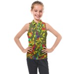 Colorful brush strokes painting on a green background                                                  Kids  Sleeveless Polo Tee