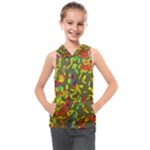 Colorful brush strokes painting on a green background                                                 Kids  Sleeveless Hoodie
