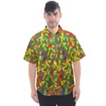 Colorful brush strokes painting on a green background                                                  Men s Short Sleeve Shirt